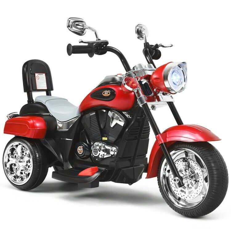 Red 6V Kids Chopper Motorcycle with Headlight and Music