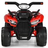 Red 6V Quad Ride-On Car for Kids with Music, Horn, and LED Lights