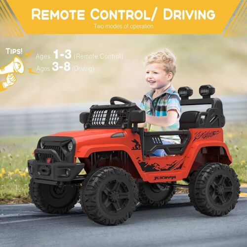 Red Electric Ride-On Car with Remote Control for Kids - 12V, LED Lights, MP3 Player, 1 Seat