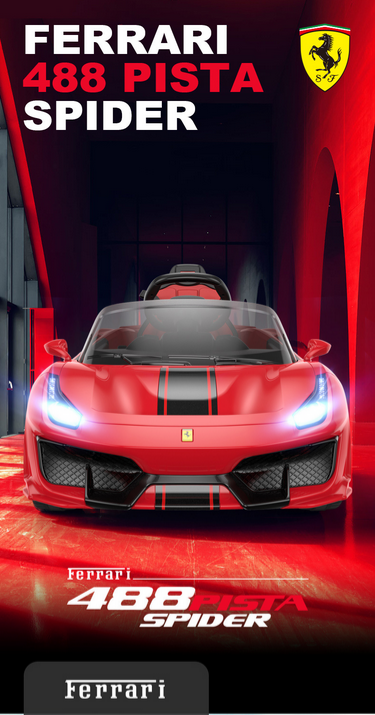 Kids Ferrari 488 Ride On Car For Children W/Wireless Parental Control