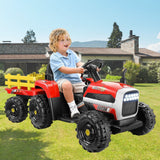 Electric Ride-On Tractor with Trailer for Kids - Remote Controlled Toy Car