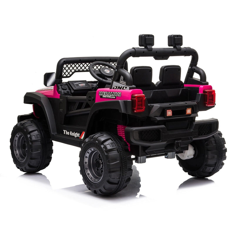 Remote Control Off-Road Truck Toy with LED Lights and Dual Drive - 12V Battery Powered