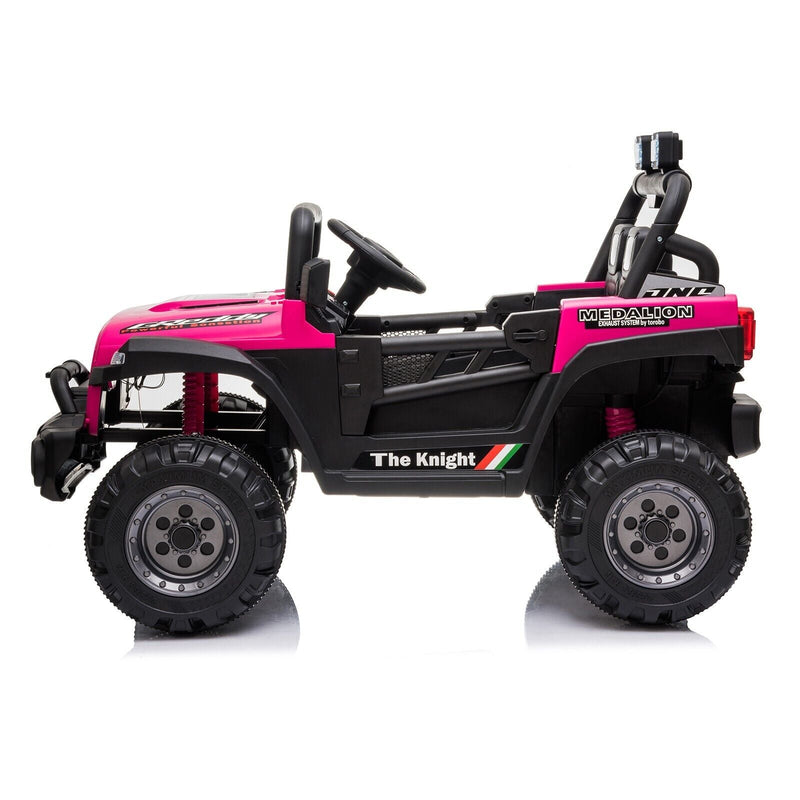 Remote Control Off-Road Truck Toy with LED Lights and Dual Drive - 12V Battery Powered
