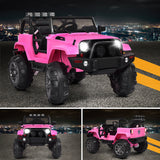 Remote Control Pink Ride-On Truck with Music and LED Lights for Kids - Perfect Christmas Gift