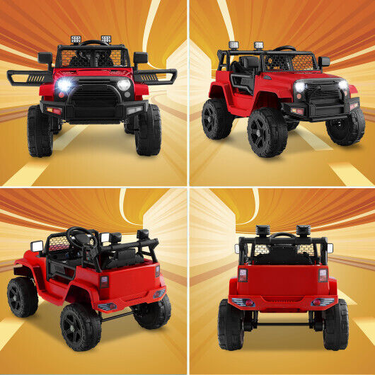 Remote Control Red Ride On Truck for Kids with Headlights - Long-Lasting 12V Design