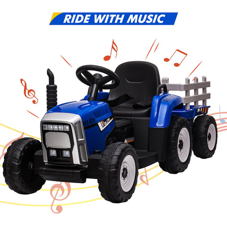 Remote Control Ride-On Tractor with Detachable Trailer for Kids - 12V Truck Toy