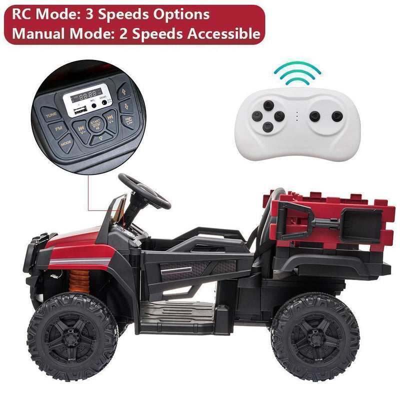 Remote Control Ride-On Tractor with Detachable Trailer for Kids