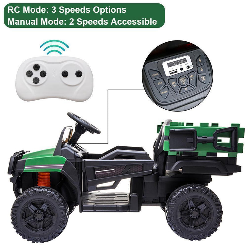 Remote Control Ride-On Tractor with Detachable Trailer for Kids