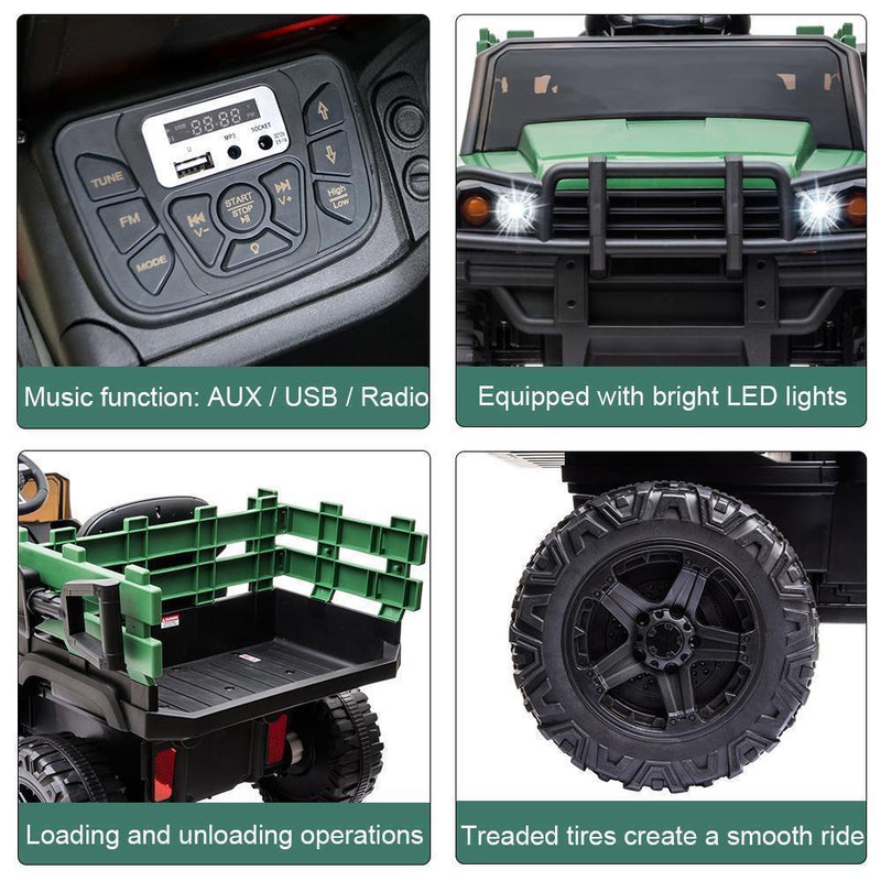 Remote Control Ride-On Tractor with Detachable Trailer for Kids