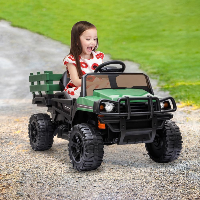 Remote Control Ride-On Tractor with Detachable Trailer for Kids