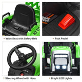 Remote Control Ride-On Tractor with Trailer and Lights for Kids - 12V Ground Loader