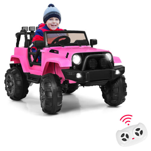 Remote Control Ride-On Truck for Kids with MP3 Player and LED Lights - Pink