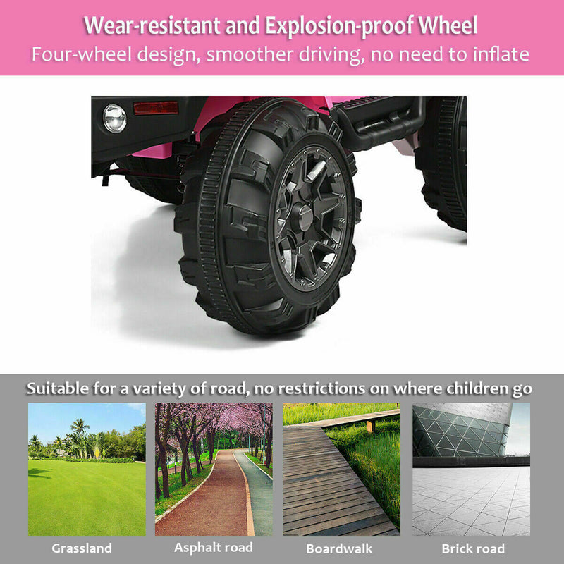 Remote Control Ride-On Truck for Kids with MP3 Player and LED Lights - Pink