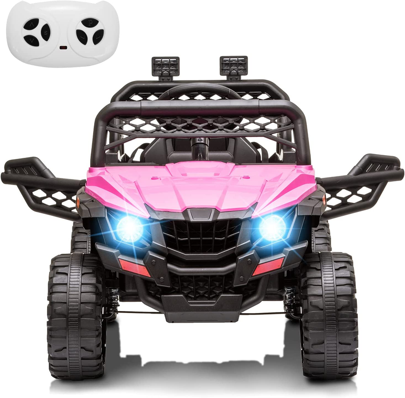 Remote Control Ride-On Truck for Kids with Spring Suspension and LED Lights - 12V