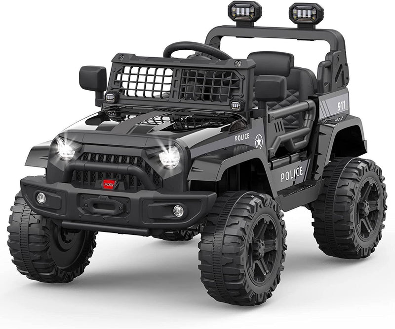 Remote Control Ride-On Truck with Bluetooth, LED Lights, and 2 Speeds for Kids