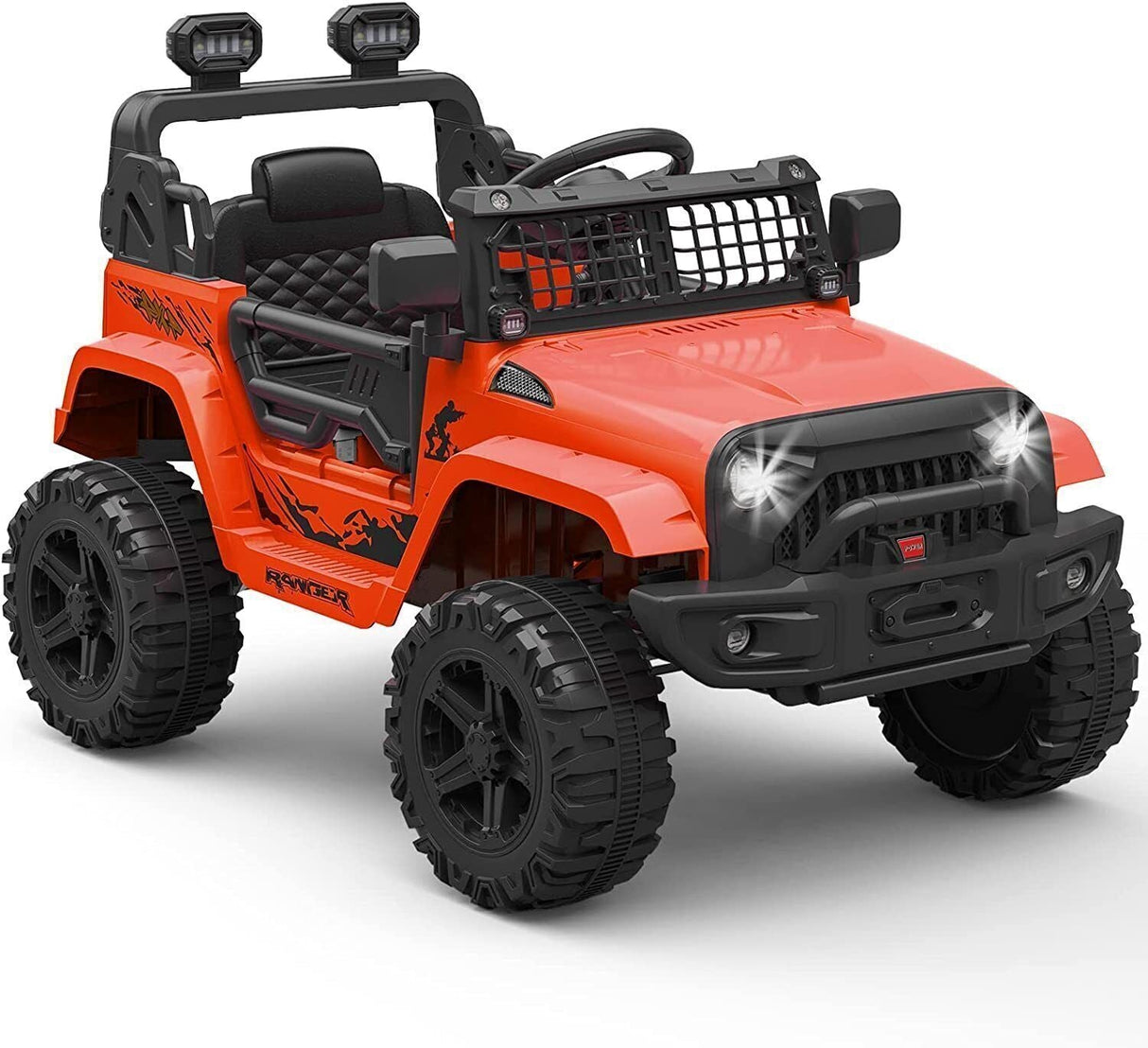 Remote Control Ride-On Truck with Bluetooth, LED Lights, and 2 Speeds for Kids