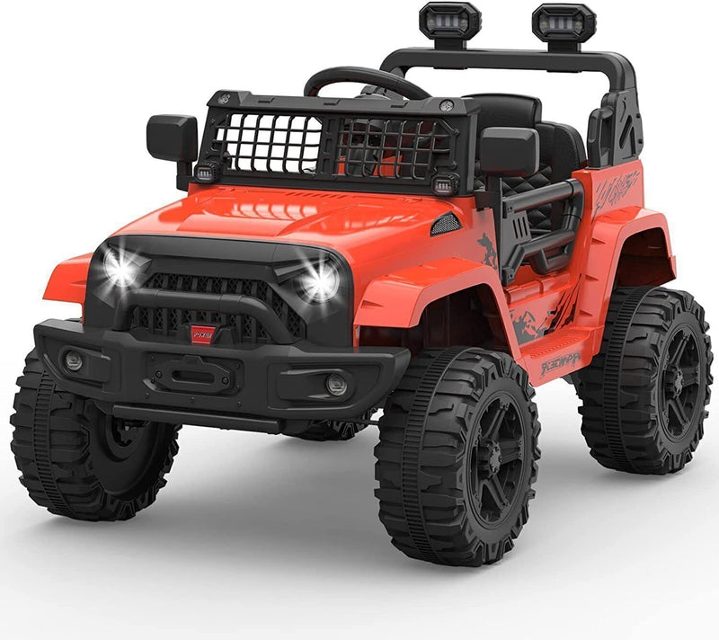 Remote Control Ride-On Truck with Bluetooth, LED Lights, and 2 Speeds for Kids