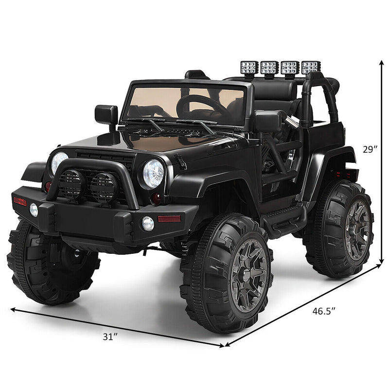 Remote Control Ride-On Truck with LED Lights - Black - Perfect for Christmas!
