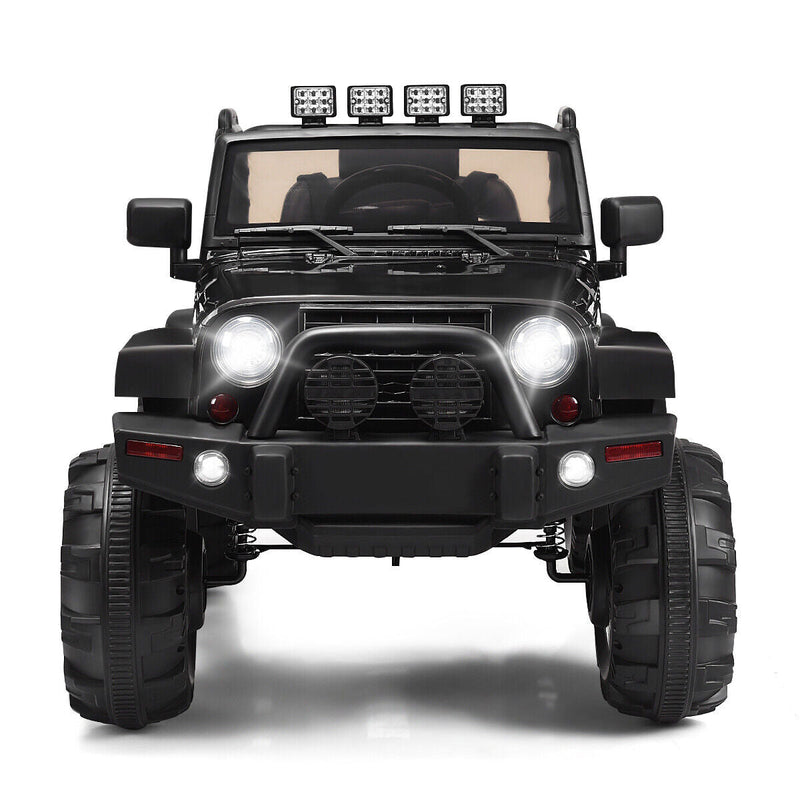 Remote Control Ride-On Truck with LED Lights - Black - Perfect for Christmas!