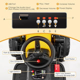 Remote Control Road Roller Ride-On Truck for Kids with Wide Seat
