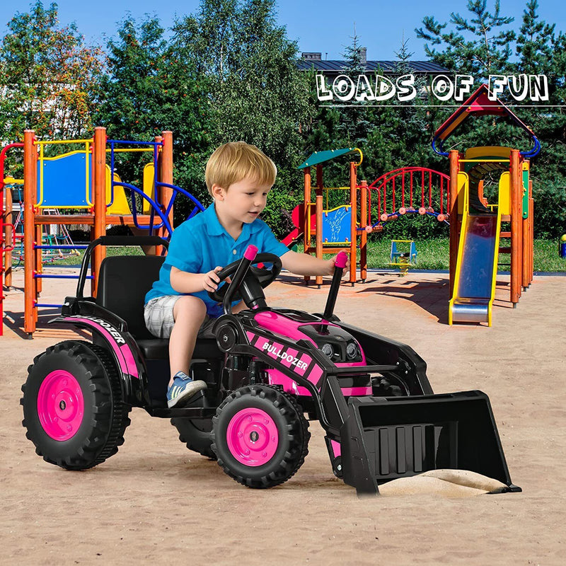 Remote Controlled 12V Bulldozer Ride-On Toy for Kids - Perfect for Construction Playtime!