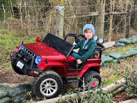 2 Seater 24 Volt 4x4 Electric Ride On Jeep Style Rubber Tires Fully Loaded Truck ATV UTV For Kids W/Magic Cars® Wireless Parental Control MagicCars