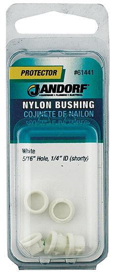 Jandorf Conduit Bushing, Nylon, White, 1/4 in Dia Panel Hole, 0.237 in Thick Panel 5pk #61441 Jandorf