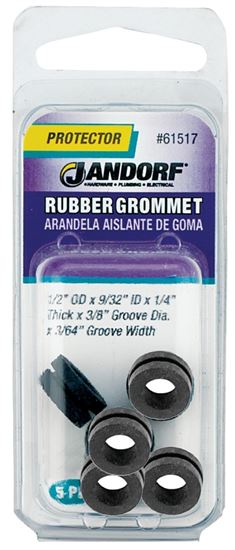 Jandorf 61517 Grommet, Rubber, Black, 1/4 in Thick Panel Jandorf
