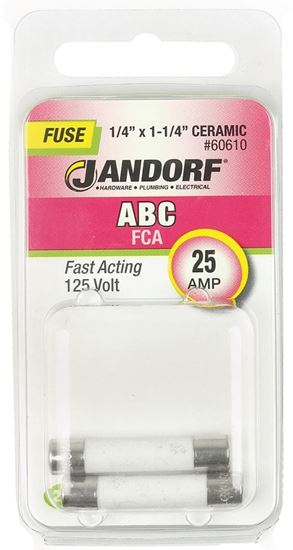 Jandorf Fast Acting 125 Volt 25 Amp Fuse #60610 Jandorf