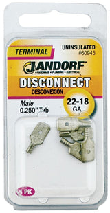 JANDORF TERMINAL DISCONNECT M22-18 UNINSULATED .25 TAB (5PK) 60945 Jandorf