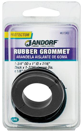 Jandorf Grommet, 1 in ID, 1-3/4 in OD, Rubber, Black, 7/16 in Thick Panel 2pk #61543 Jandorf