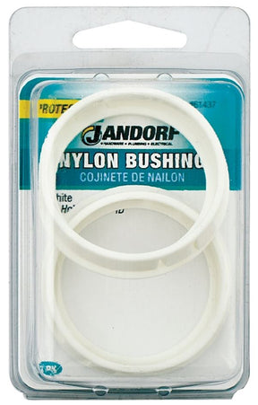 Jandorf Conduit Bushing, Nylon, White, 1-5/8 in Dia Panel Hole, 0.453 in Thick Panel 2pk #61437 Jandorf