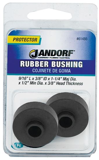 Jandorf Conduit Bushing, 3/8 in Dia Cable, Rubber, Black, 3/8 in Thick Panel 2pk #61486 Jandorf