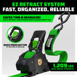 1" x 10' Retractable Ratchet Straps