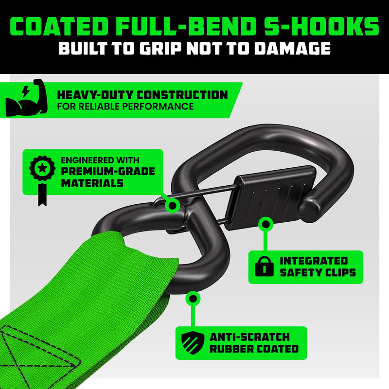 1" x 10' Retractable Ratchet Straps