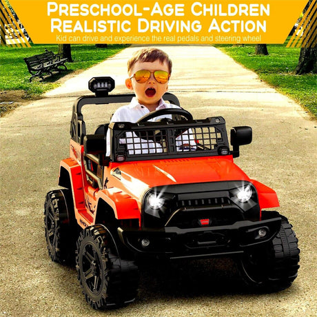 Rev Up the Fun with Our 12V Red Truck Car for Kids - Includes Remote Control and 2 Speed Options!