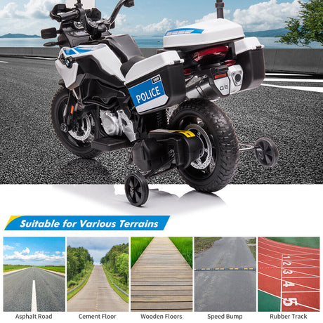 Rev Up the Fun with Our 12V Ride On Police Motorcycle for Kids - Featuring 2 Speeds, Music, and LED Lights!