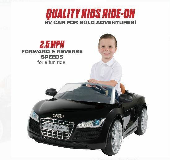 Rev up the Fun with the Audi R8 Spyder 6V Children's Ride-On Toy in Sleek Black