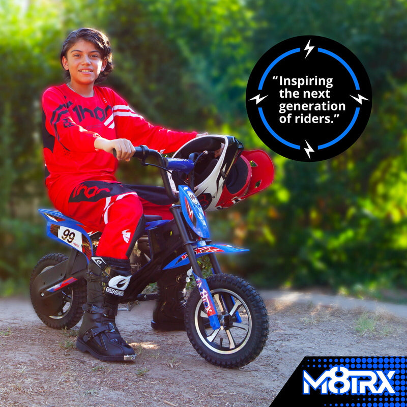 Rev Up the Fun with the M8TRIX Blue 24V Electric Dirt Bike for Kids and Teens