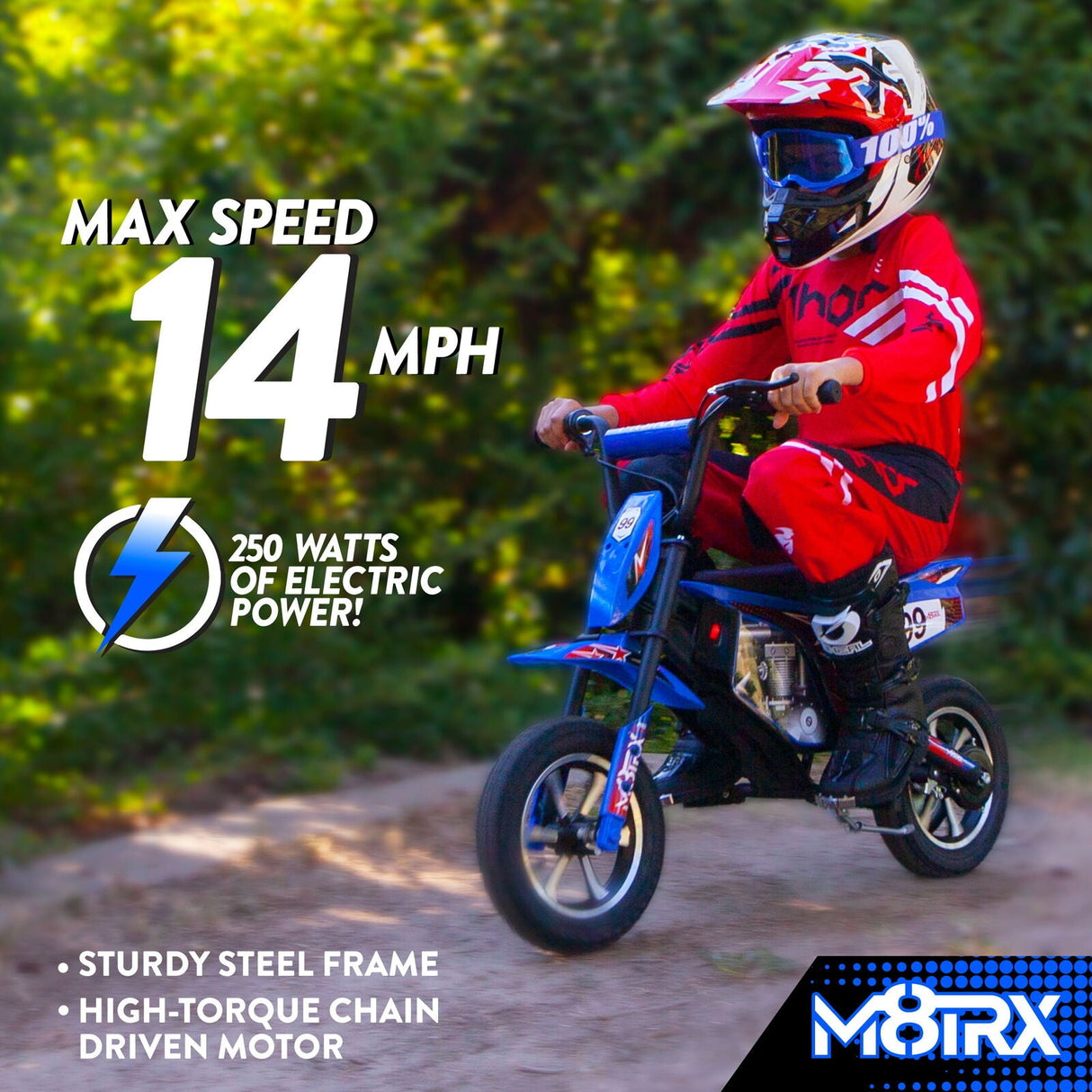 Rev Up the Fun with the M8TRIX Blue 24V Electric Dirt Bike for Kids and Teens
