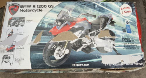Rev Up Your Child's Playtime with the Rollplay 6V BMW Motorcycle R 1200 GS in Red and Gray - Distressed Box Included!