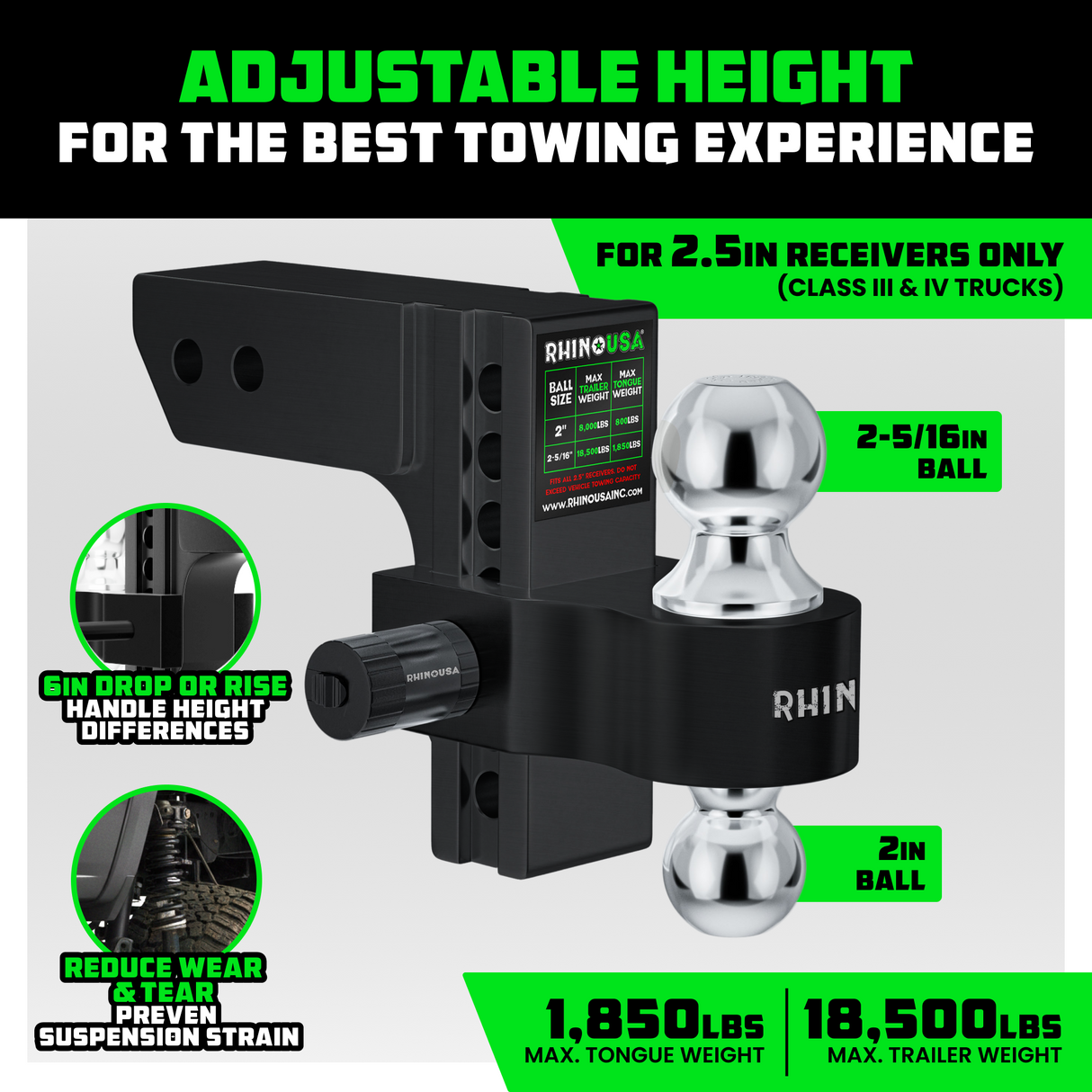 Adjustable Drop Hitch (2.5" Receivers)