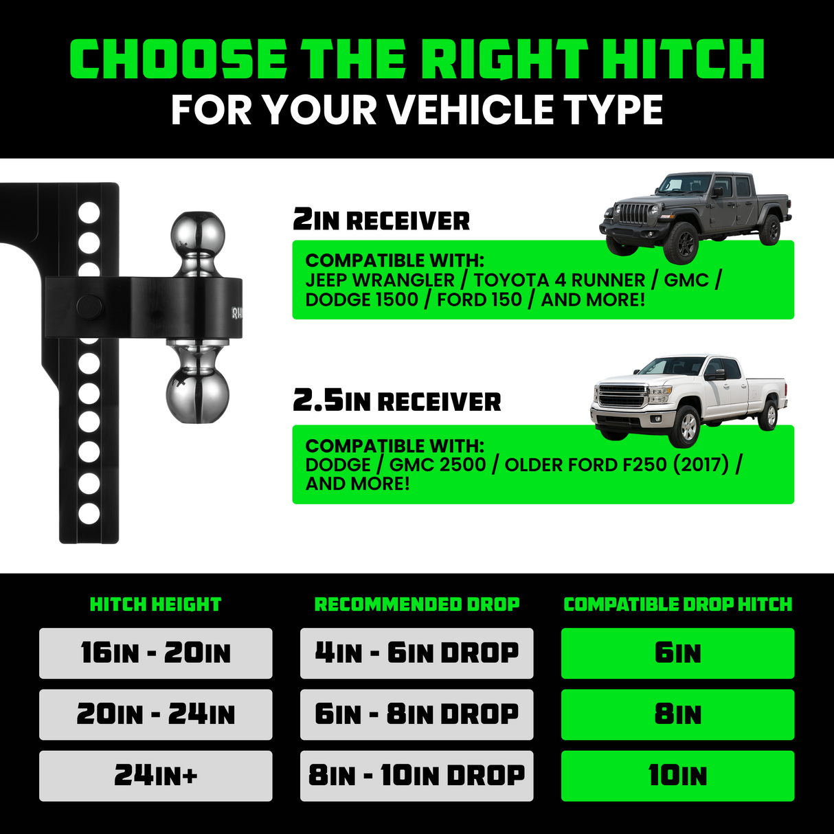 Adjustable Drop Hitch (2.5" Receivers)