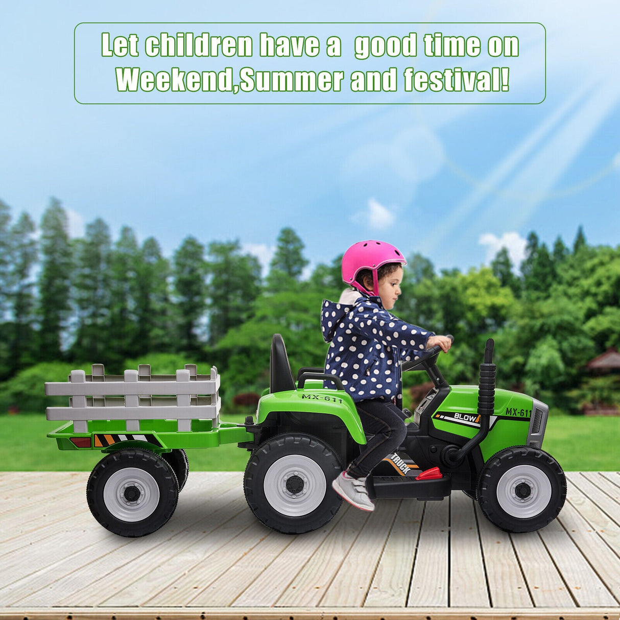 Ride in Style: 12V Electric Tractor with Trailer and Remote Control for Toddlers