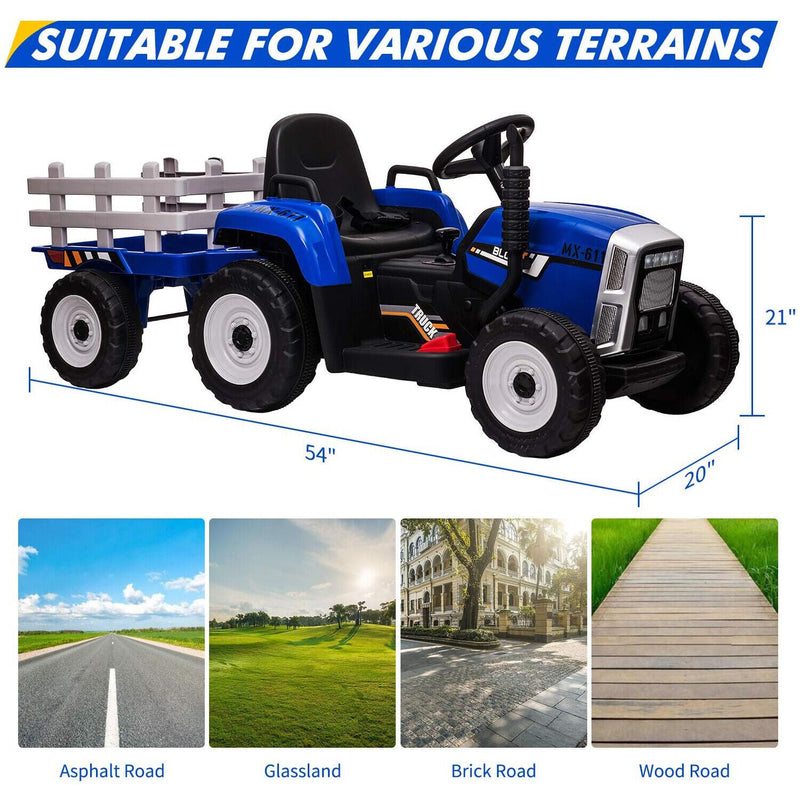 Ride in Style: 12V Tractor Trailer Toy Car with Remote Control and MP3 Player for Kids