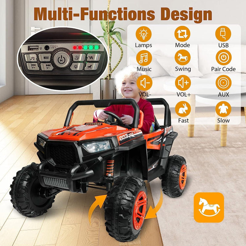Ride in Style: 2 Seater Kids Electric Car with RC, Music, and APP Control by LUCKYERMORE
