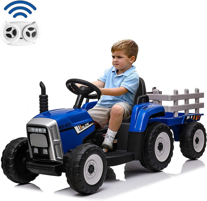 Ride in Style with the LUCKYERMORE 12V Electric Tractor Trailer for Kids