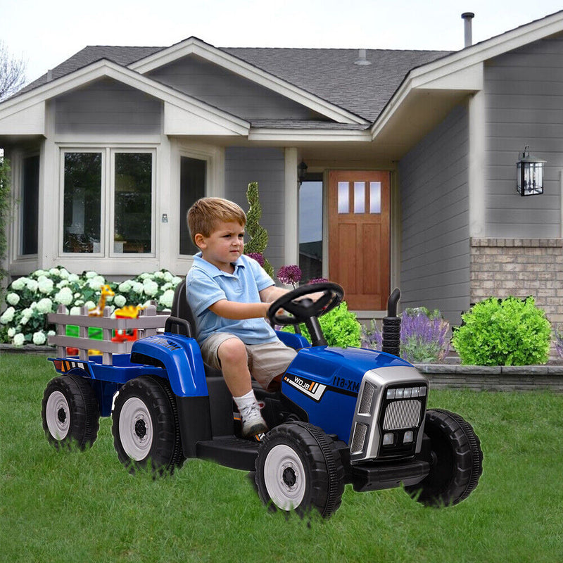 Ride in Style with the LUCKYERMORE 12V Electric Tractor Trailer for Kids