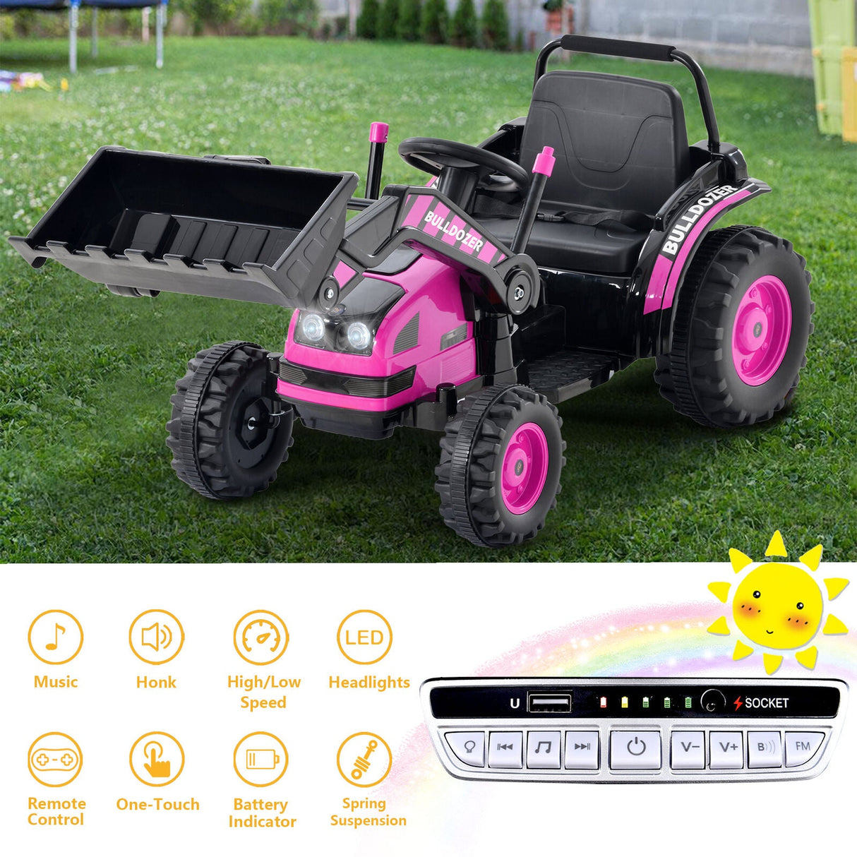 Ride-On Bulldozer Toy with Digger Scoop for Toddlers - Perfect for Construction Playtime!