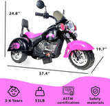 6V Rechargeable 3-Wheel Electric Ride-On Motorcycle for Kids with LED Headlights